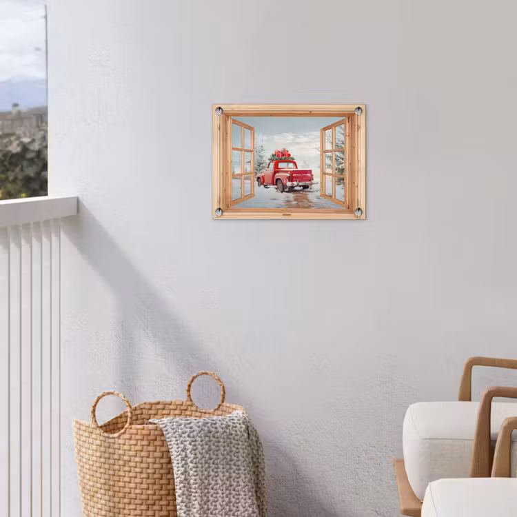 Tuinposter - Doorkijk - Auto - Kerst - Cadeaus - Winter - Landschap — 3