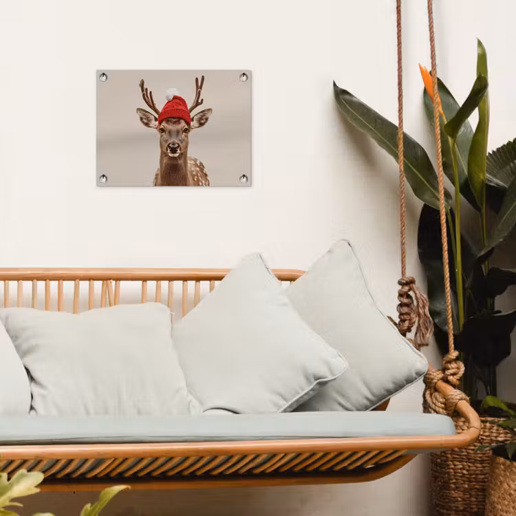 Tuinposter - Hert - Kerst - Muts - Dieren - Winter - Grappig — 5