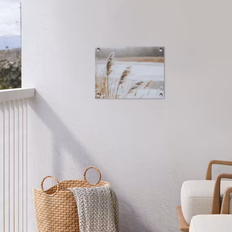 Tuinposter - Riet - Meer - Winter - Natuur - Sneeuw - Beige — 3