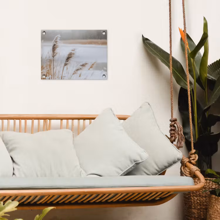 Tuinposter - Riet - Meer - Winter - Natuur - Sneeuw - Beige — 5