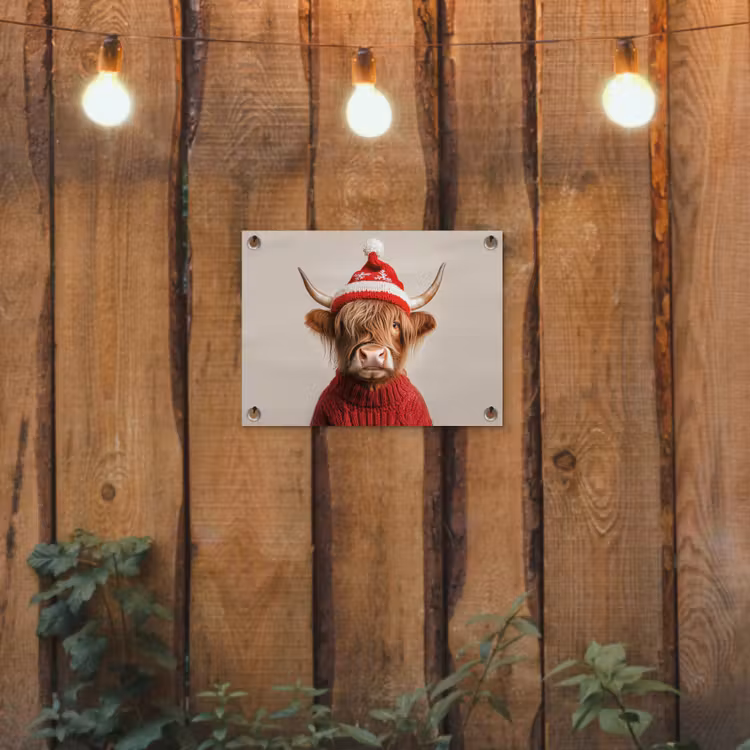 Tuinposter - Schotse Hooglander - Kerst - Muts - Trui - Winter — 2