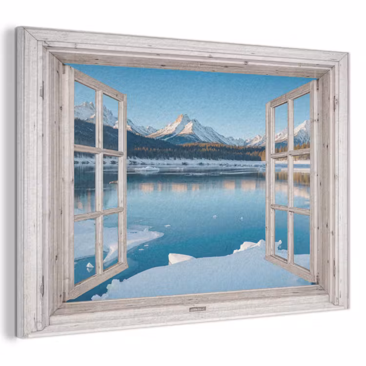 Akoestisch schilderij - Landschap - Winter - Meer - Bergen - Uitzicht - Doorkijk - Licht — 1