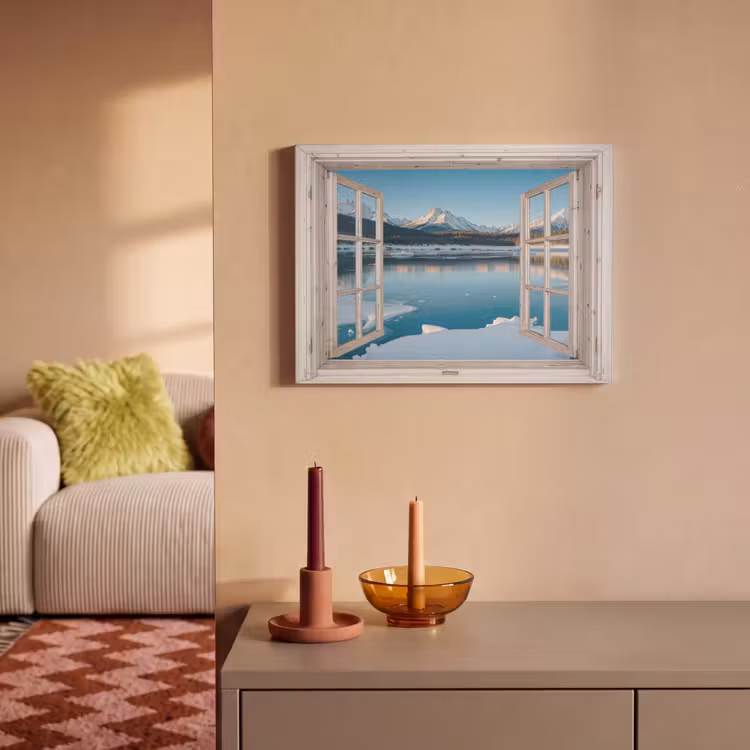 Akoestisch schilderij - Landschap - Winter - Meer - Bergen - Uitzicht - Doorkijk - Licht — 2