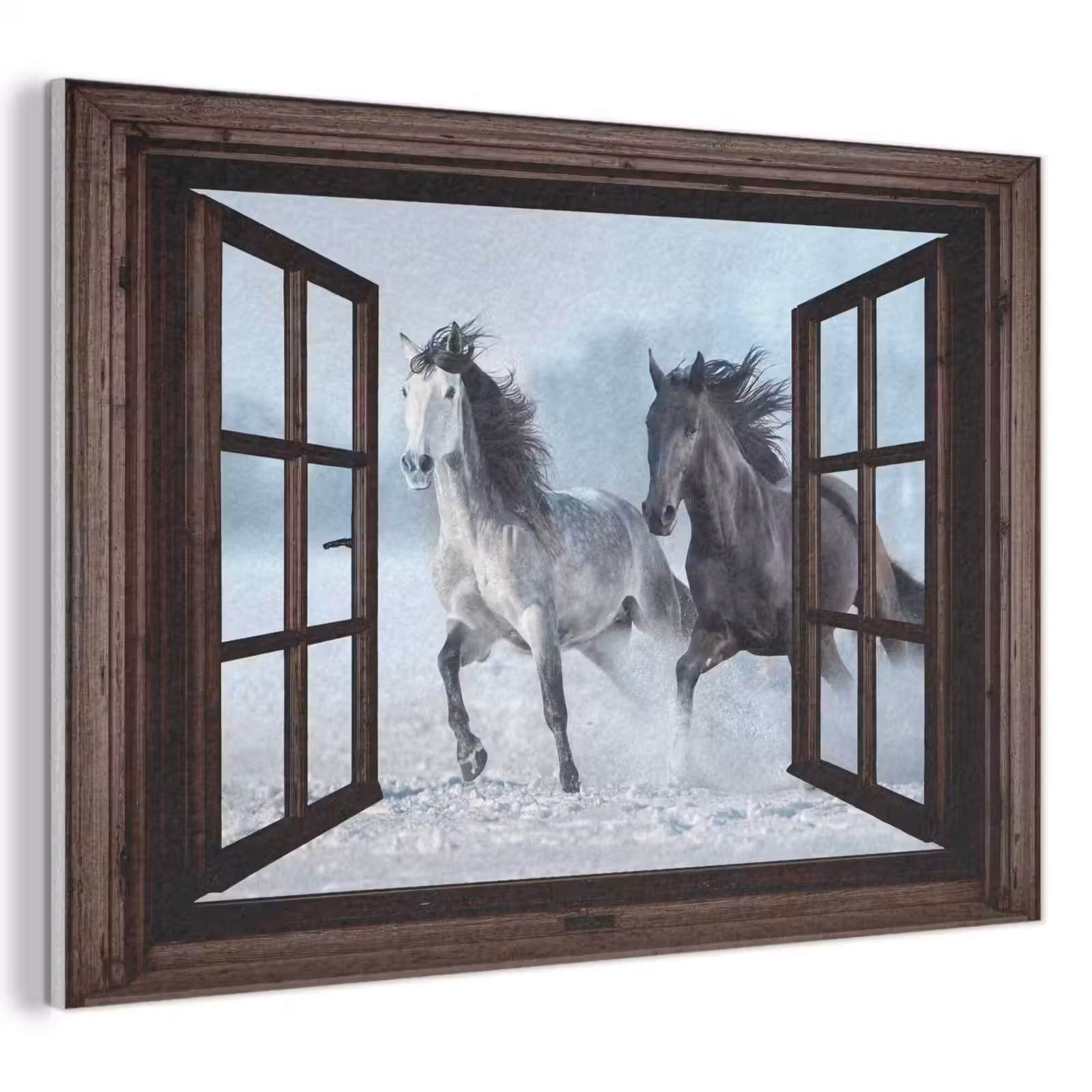 Akoestisch schilderij - Paarden - Winter - Dieren - Natuur - Doorkijk — 1