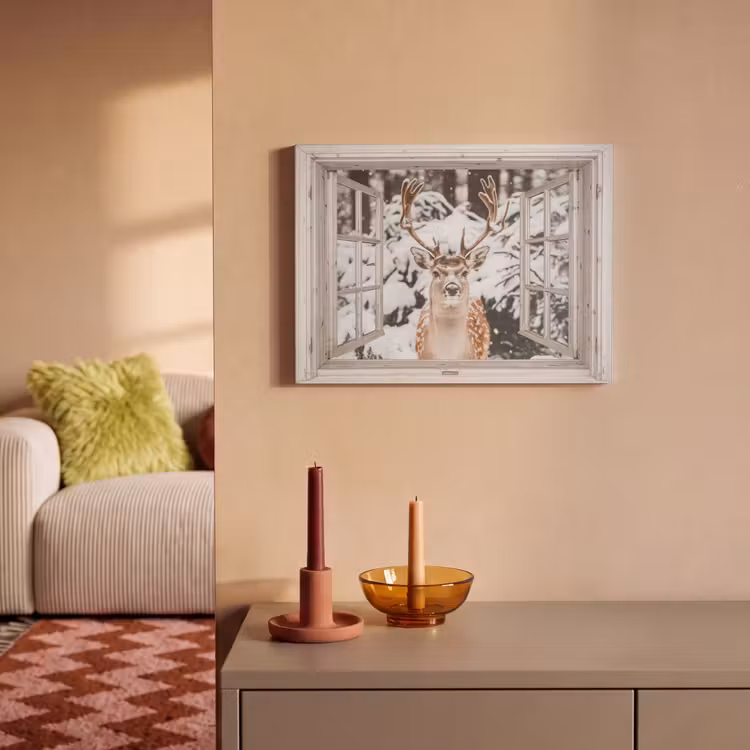 Akoestisch schilderij - Doorkijk - Hert - Sneeuw - Winter - Bos - Dieren - Natuur — 2