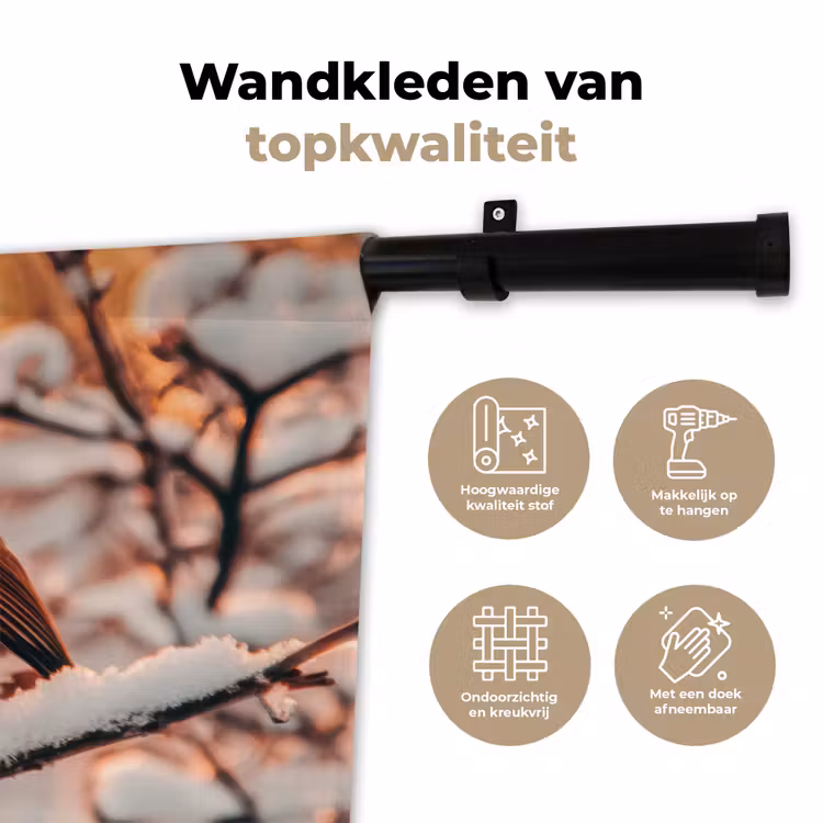 Wandkleed - Vogel - Tak - Winter - Dieren - Sneeuw — 3