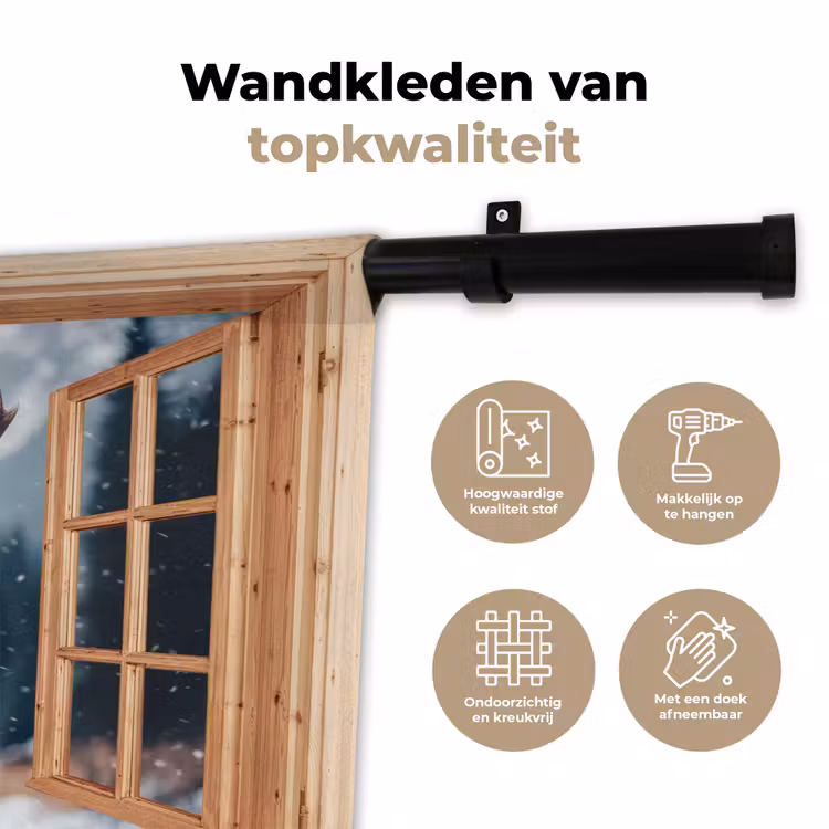 Wandkleed - Doorkijk - Hert - Dieren - Winterlandschap - Sneeuw — 3