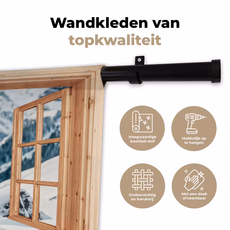 Wandkleed - Doorkijk - Hert - Landschap - Winter - Natuur - Dieren - Bergen — 3