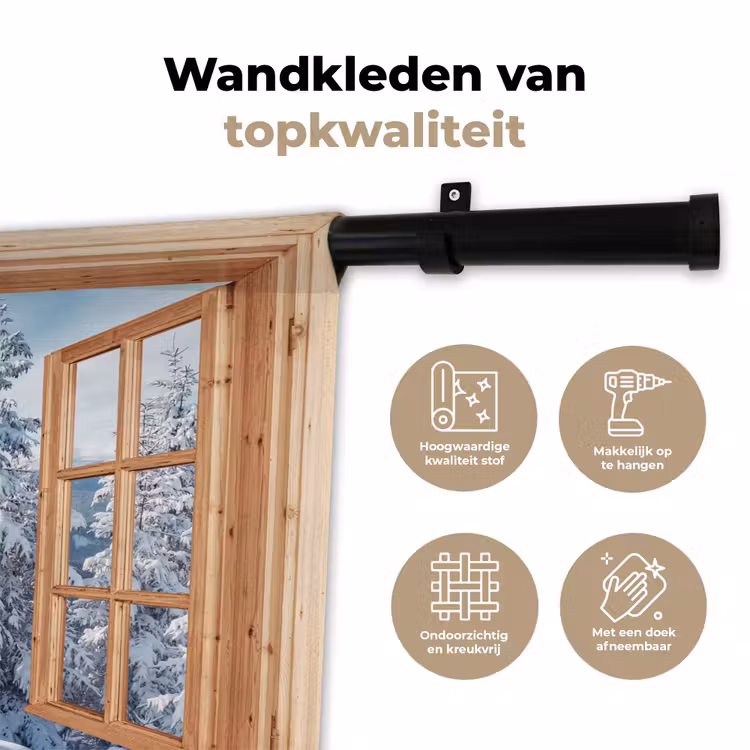 Wandkleed - Doorkijk - Winterlandschap - Natuur - Berg - Bomen - Hout — 3