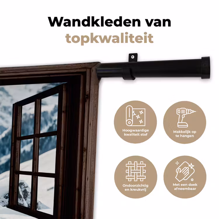 Wandkleed - Hert - Landschap - Winter - Natuur - Dieren - Doorkijk - Bergen — 3