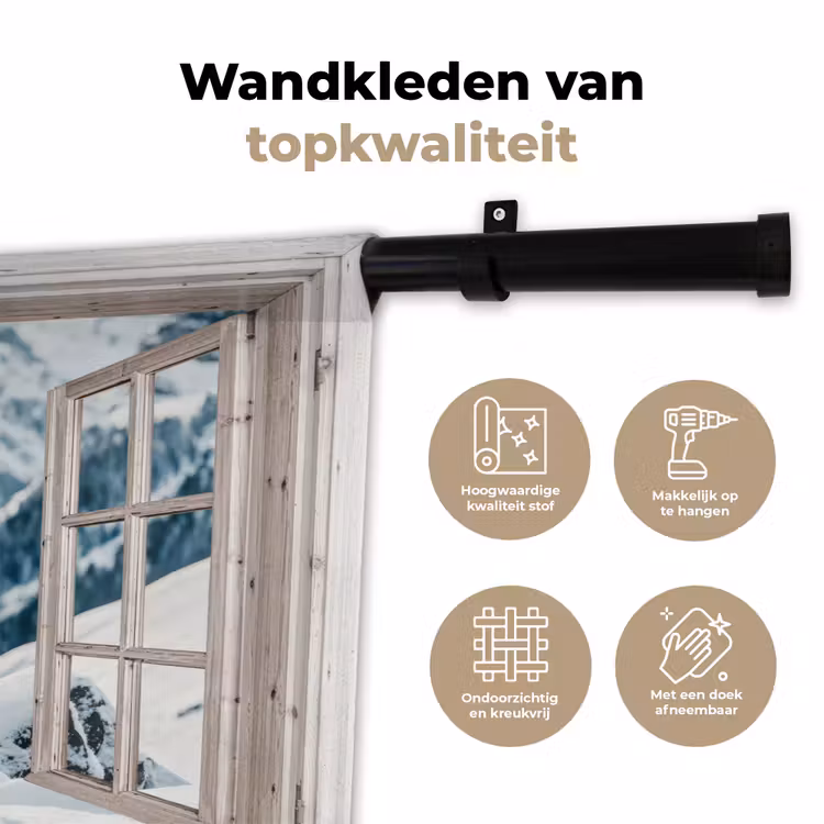 Wandkleed - Hert - Winterlandschap - Natuur - Dieren - Doorkijk - Bergen — 3