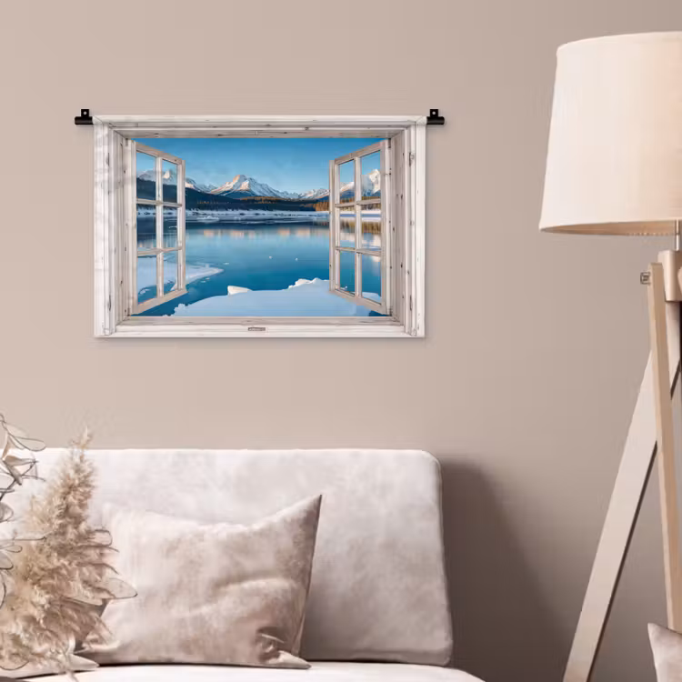 Wandkleed - Landschap - Winter - Meer - Bergen - Uitzicht - Doorkijk - Licht — 2