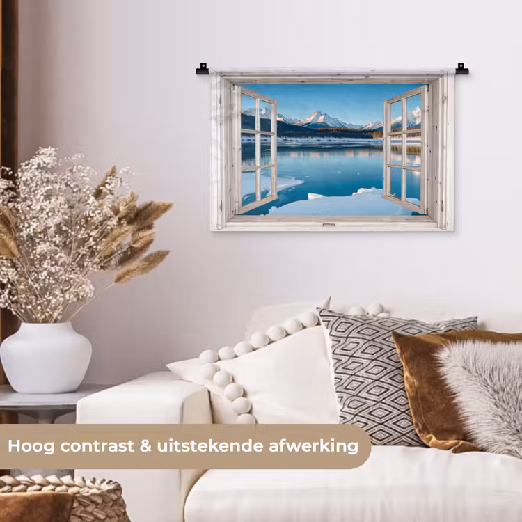Wandkleed - Landschap - Winter - Meer - Bergen - Uitzicht - Doorkijk - Licht — 4