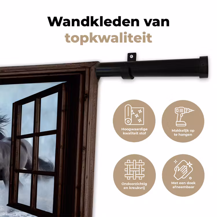 Wandkleed - Paarden - Winter - Dieren - Natuur - Doorkijk — 3