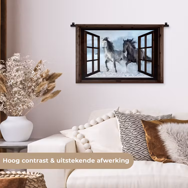 Wandkleed - Paarden - Winter - Dieren - Natuur - Doorkijk — 4