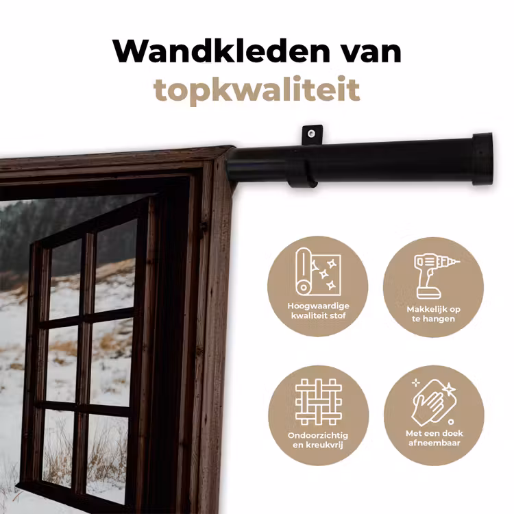 Wandkleed - Schotse Hooglander - Landschap - Landelijk - Bergen - Winter - Doorkijk - Donker — 3