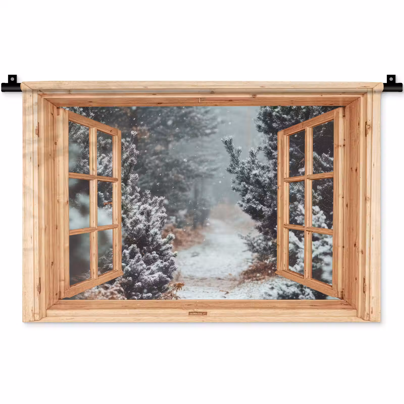 Wandkleed - Bos - Winter - Bomen - Natuur - Pad - Doorkijk — 1