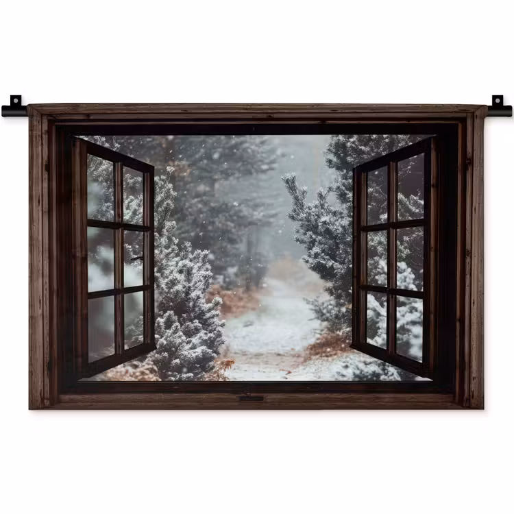 Wandkleed - Bos - Winter - Bomen - Natuur - Pad - Doorkijk — 1