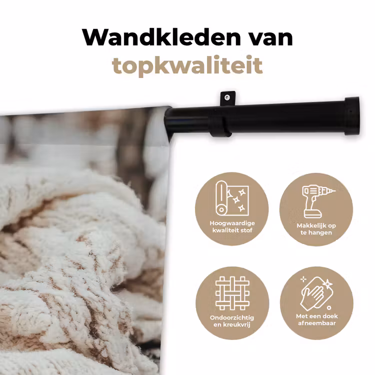 Wandkleed - Deken - Wit - Boomstronk - Winter - Sneeuw — 3