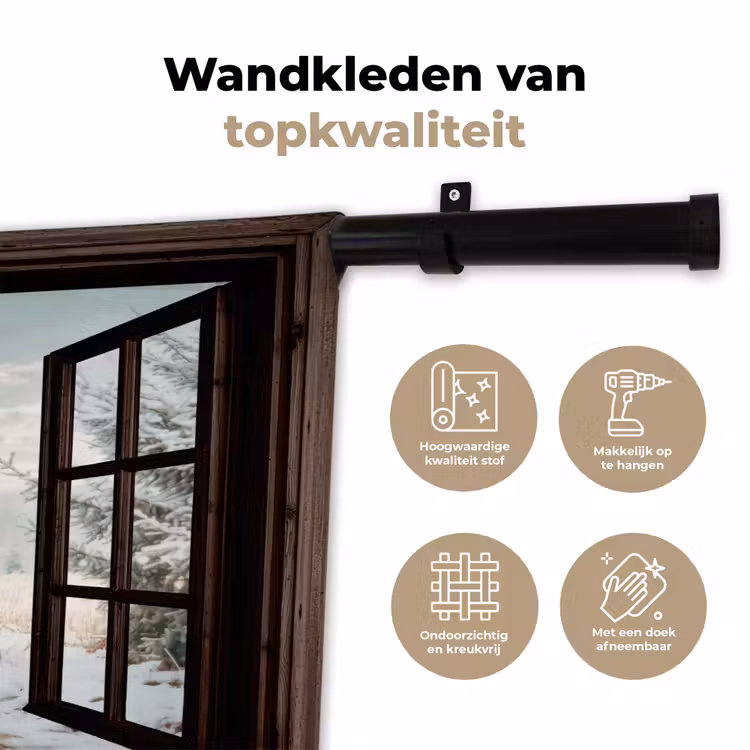 Wandkleed - Doorkijk - Auto - Rood - Cadeaus - Winterlandschap - Kerst — 3