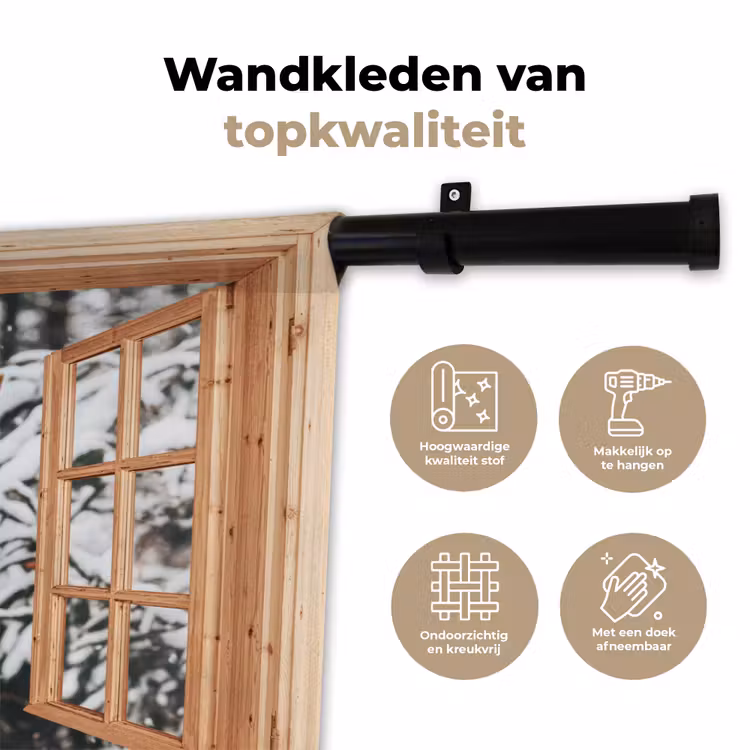 Wandkleed - Doorkijk - Hert - Sneeuw - Winter - Bos - Dieren — 3