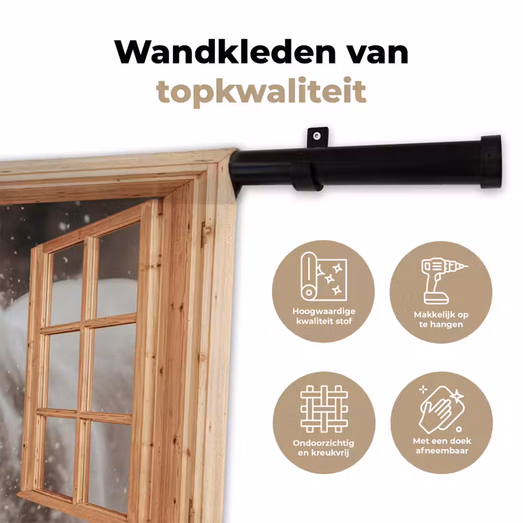 Wandkleed - Doorkijk - Paard - Wit - Winter - Sneeuw - Dieren — 3