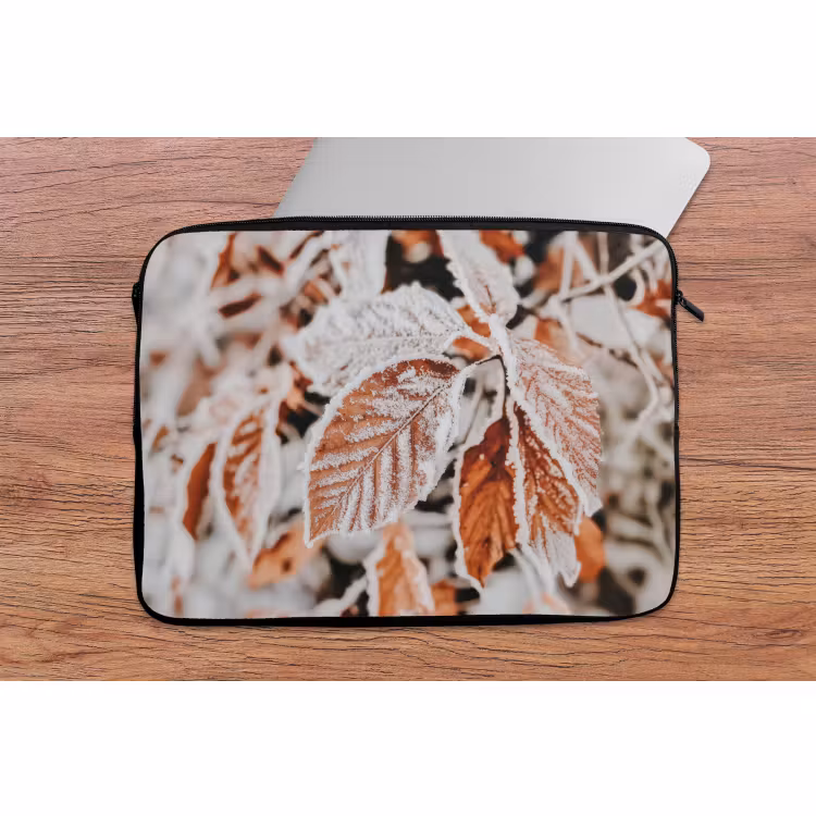 Laptophoes Bladeren - IJs - Winter - Natuur — 2