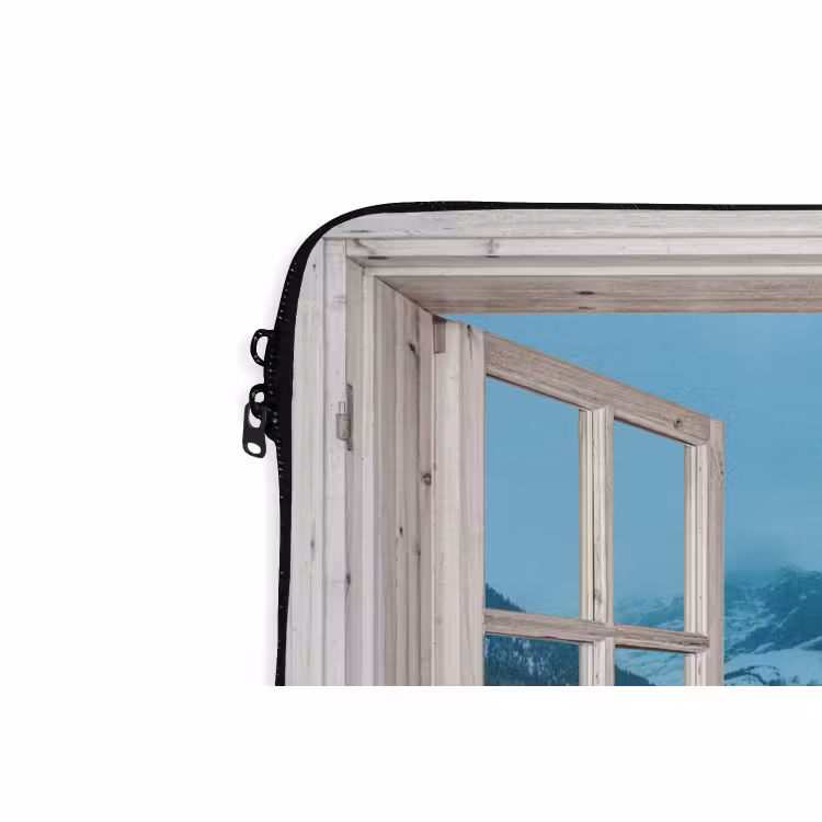 Laptophoes Doorkijk - Winterlandschap - Natuur - Huis - Bergen — 5