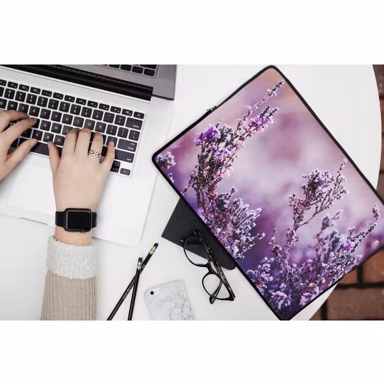Laptophoes Lavendel - Winter - Bloemen - Paars — 3