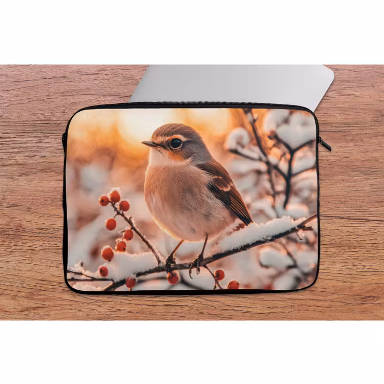 Laptophoes Vogel - Tak - Winter - Dieren - Sneeuw — 2