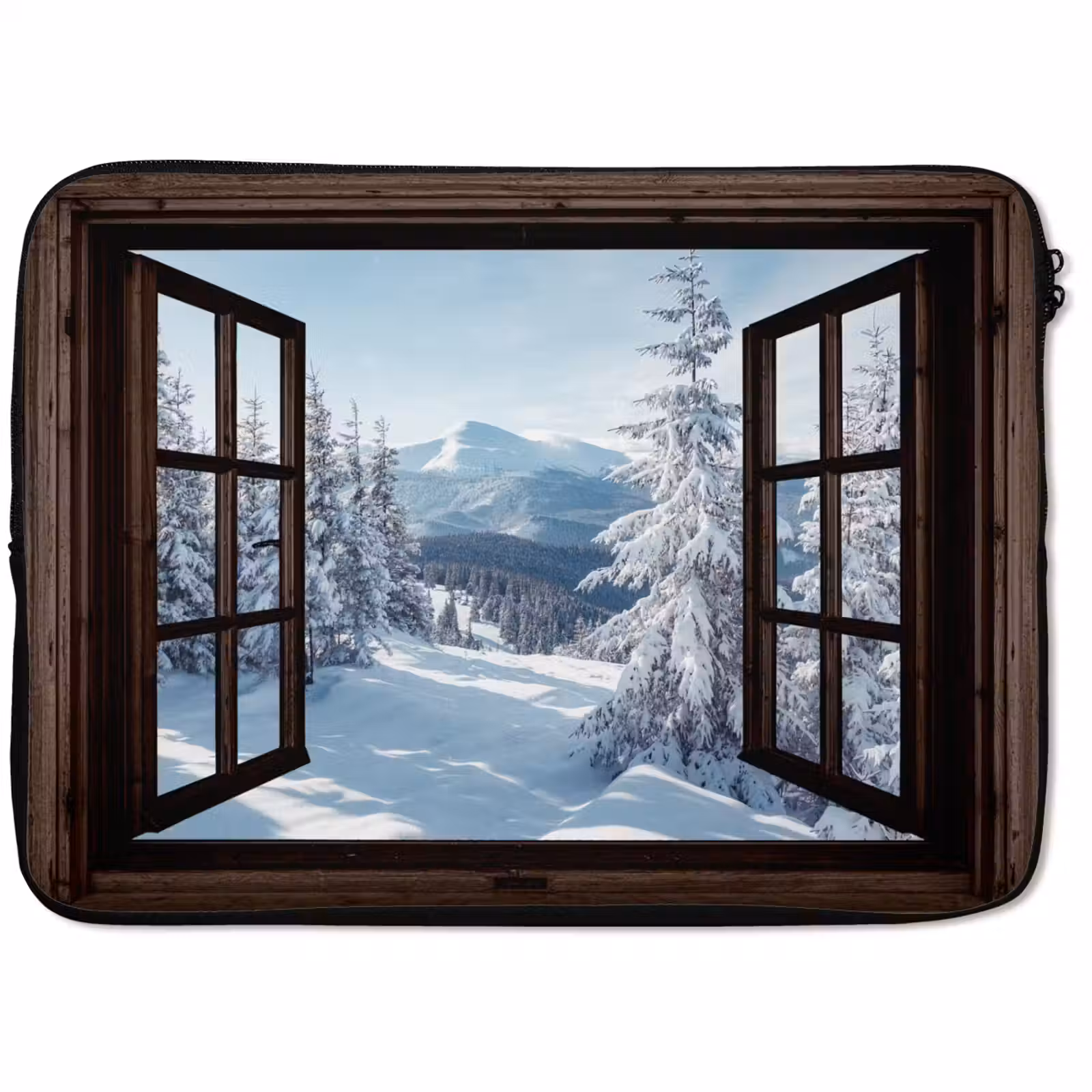 Laptophoes Winter - Landschap - Natuur - Berg - Bomen - Doorkijk - Uitzicht — 1
