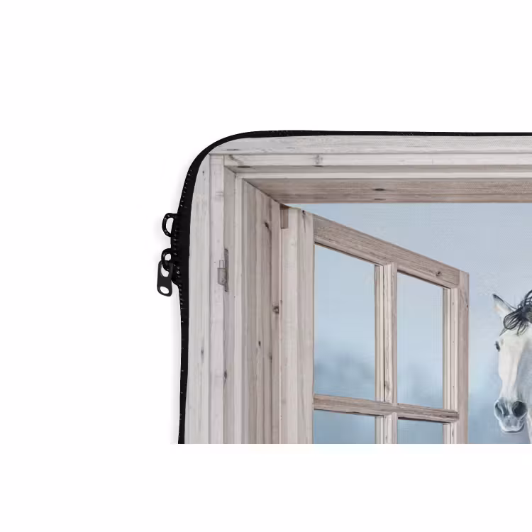 Laptophoes Doorkijk - Paarden - Winter - Dieren - Natuur - Wit — 5