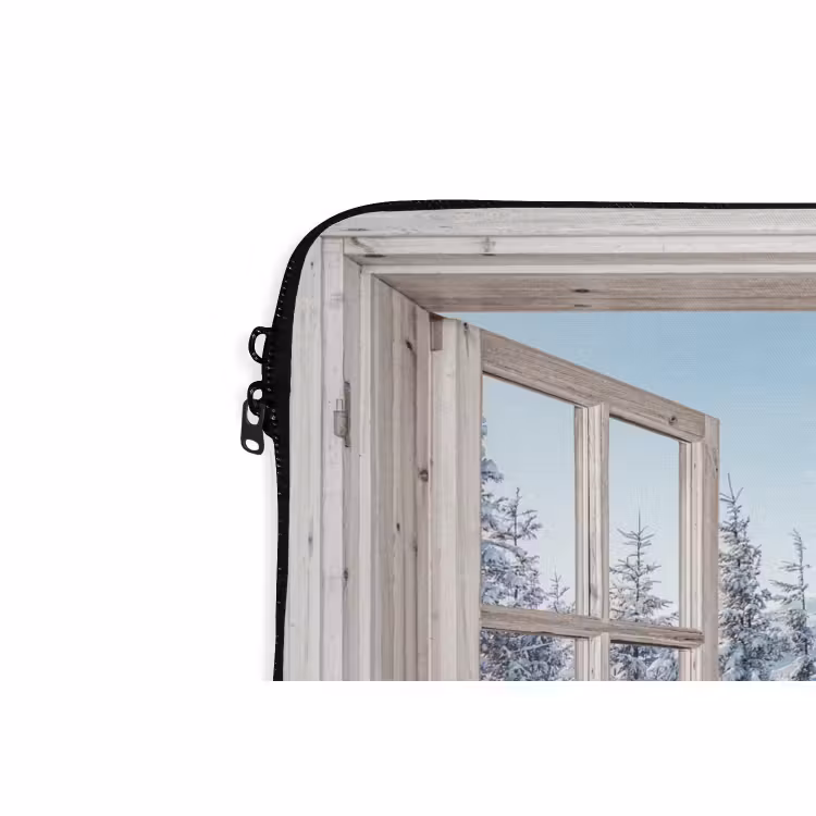 Laptophoes Doorkijk - Winter - Landschap - Natuur - Berg - Bomen - Wit — 5