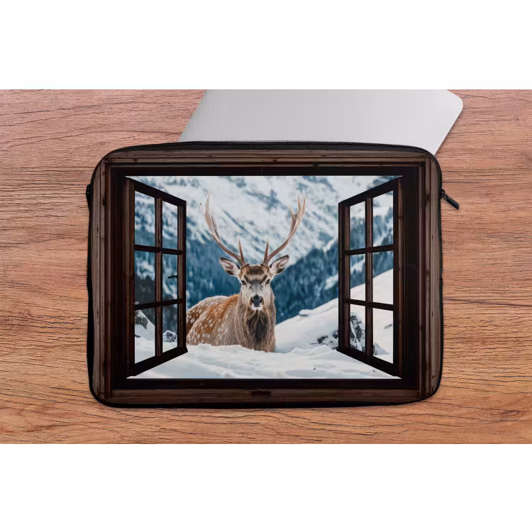 Laptophoes Hert - Landschap - Winter - Natuur - Dieren - Doorkijk - Bergen — 2