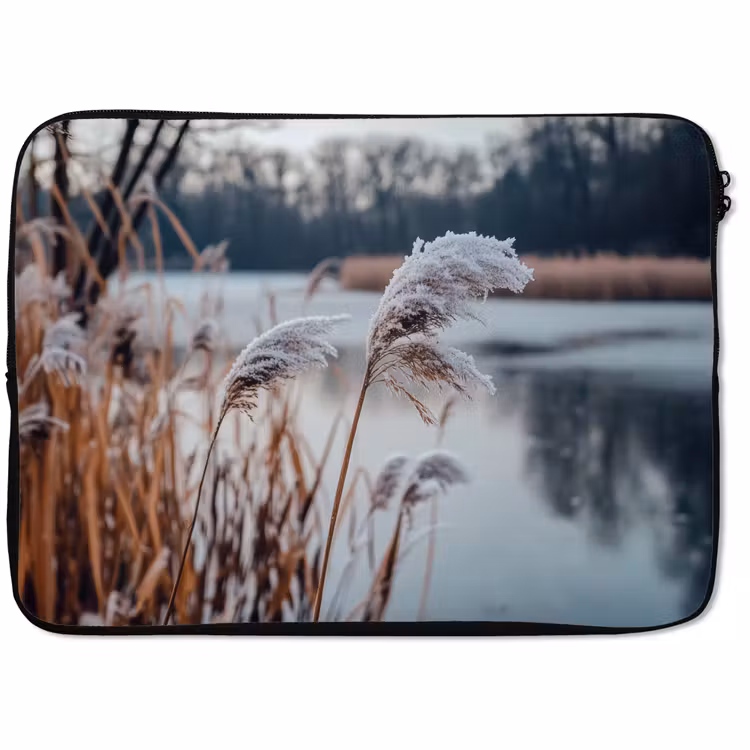 Laptophoes Riet - Gras - Natuur - Winter - Meer — 1