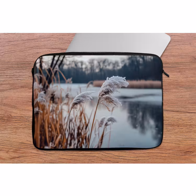 Laptophoes Riet - Gras - Natuur - Winter - Meer — 2