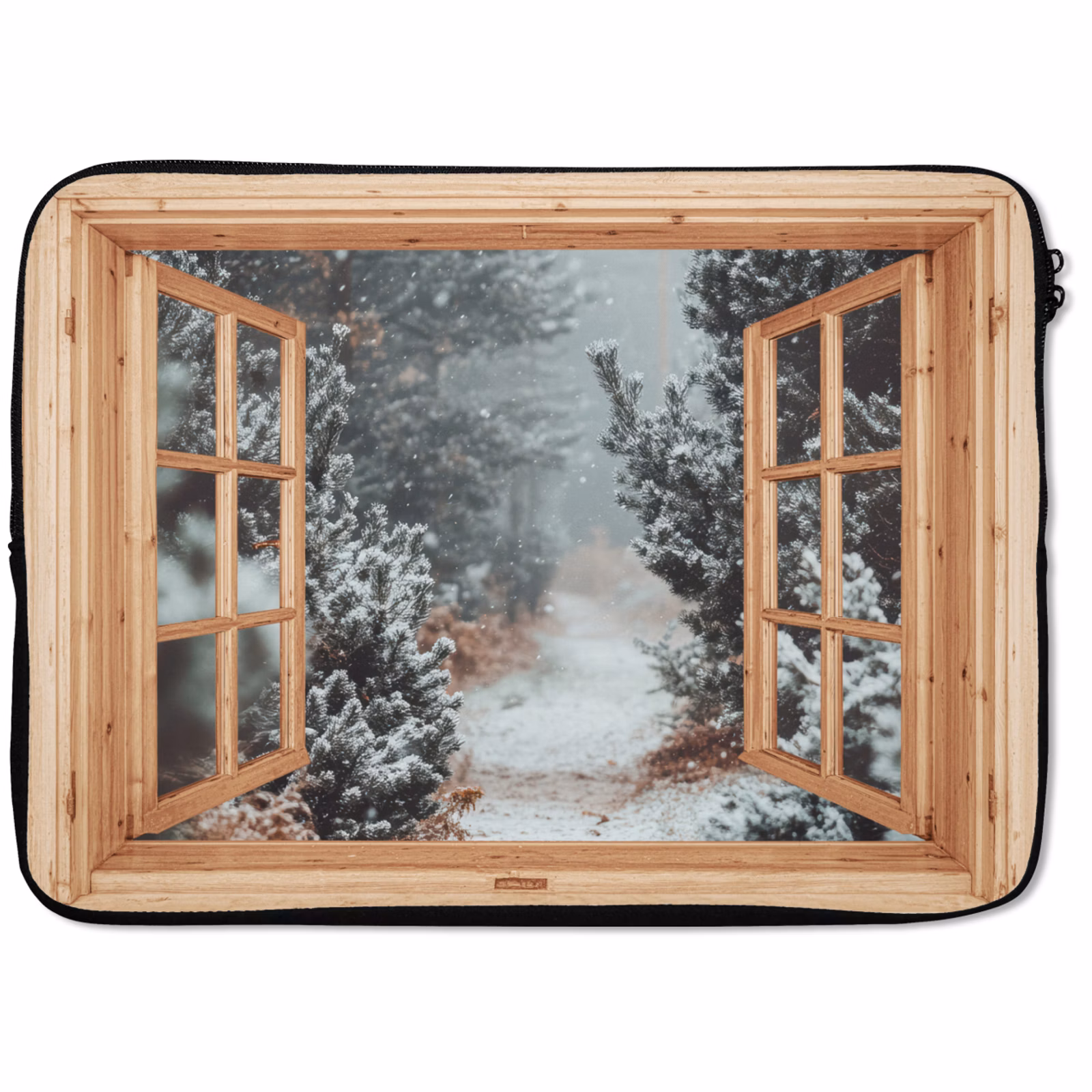 Laptophoes Bos - Winter - Bomen - Natuur - Pad - Doorkijk — 1