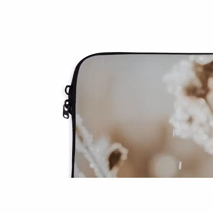 Laptophoes Bloemen - Winter - Wit - Sneeuw - Beige — 5