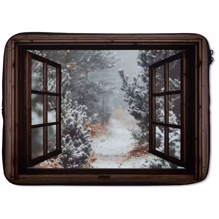 Laptophoes Bos - Winter - Bomen - Natuur - Pad - Doorkijk — 1