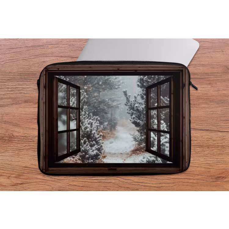 Laptophoes Bos - Winter - Bomen - Natuur - Pad - Doorkijk — 2