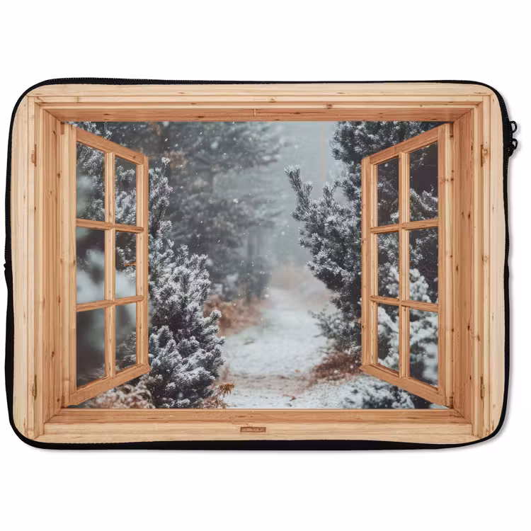 Laptophoes Bos - Winter - Bomen - Natuur - Pad - Doorkijk — 1