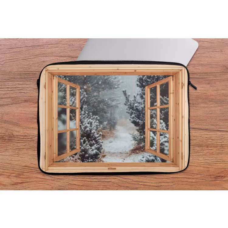 Laptophoes Bos - Winter - Bomen - Natuur - Pad - Doorkijk — 2