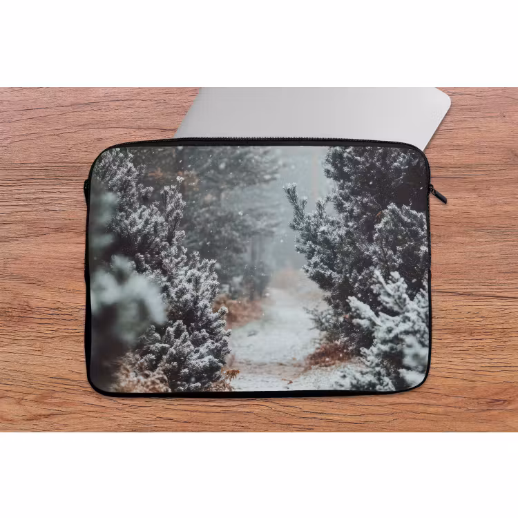 Laptophoes Bos - Winter - Bomen - Natuur - Pad - Sneeuw — 2
