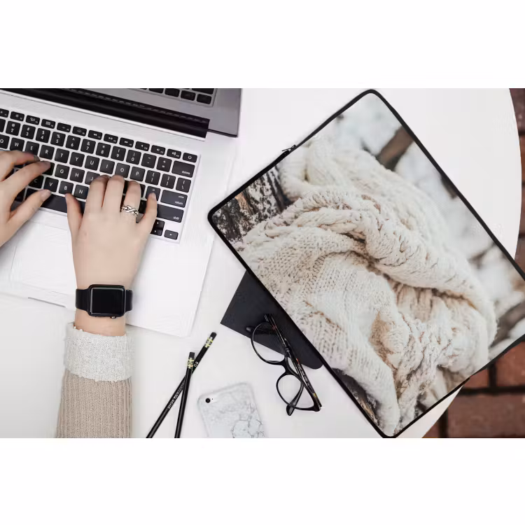 Laptophoes Deken - Wit - Boomstronk - Winter - Sneeuw — 3