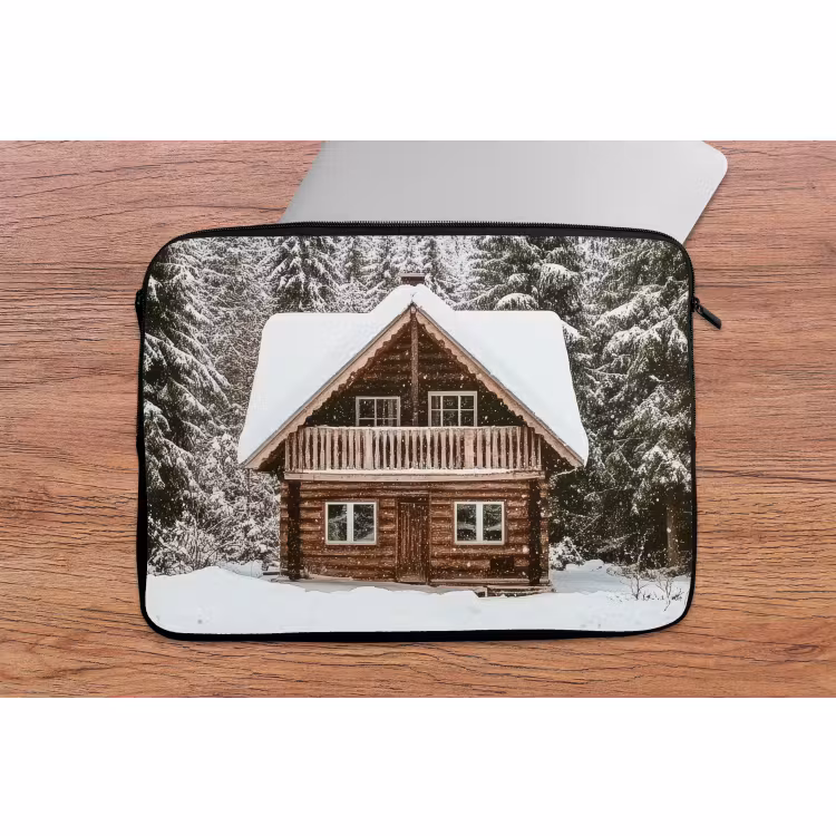 Laptophoes Huis - Bos - Winter - Natuur - Sneeuw — 2