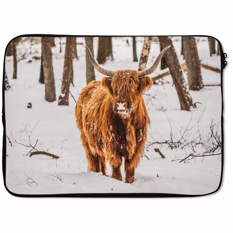 Laptophoes Schotse Hooglander - Sneeuw - Winter - Natuur - Dieren — 1
