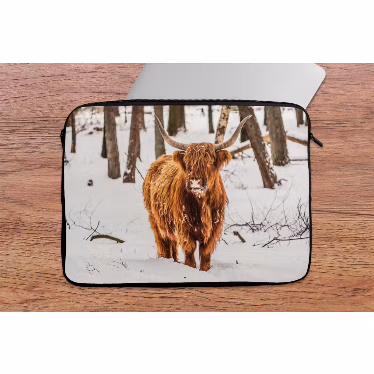 Laptophoes Schotse Hooglander - Sneeuw - Winter - Natuur - Dieren — 2