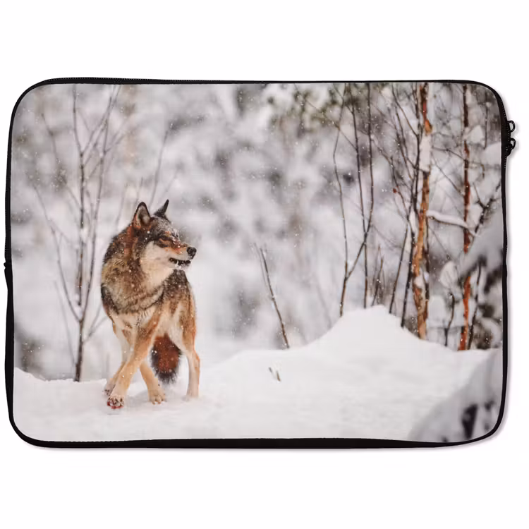 Laptophoes Wolf - Winter - Sneeuw - Natuur - Dieren — 1