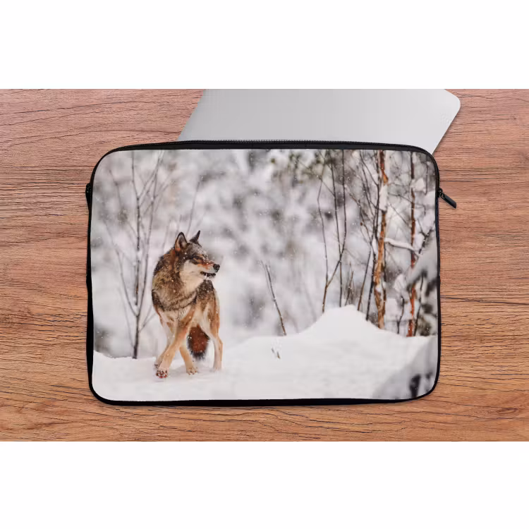 Laptophoes Wolf - Winter - Sneeuw - Natuur - Dieren — 2