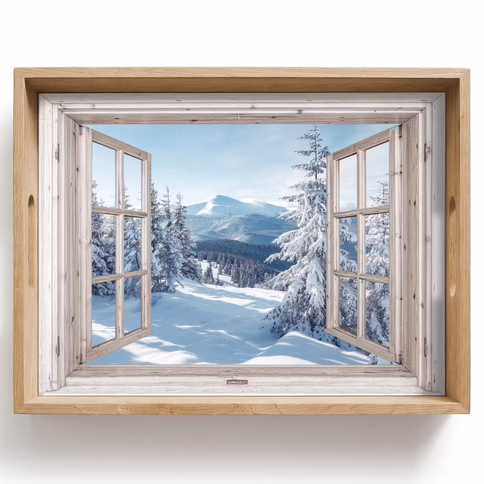 Dienblad - Doorkijk - Winter - Landschap - Natuur - Berg - Bomen - Wit — 1